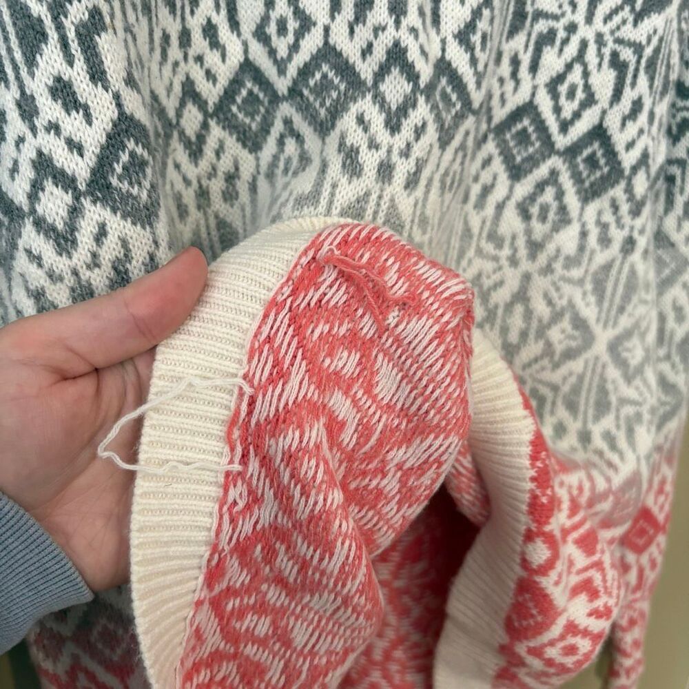 Talbots Women Pullover Pink Gray Ombre Fair Isle Wool Blend Sweater Petite Large - Picture 6 of 7